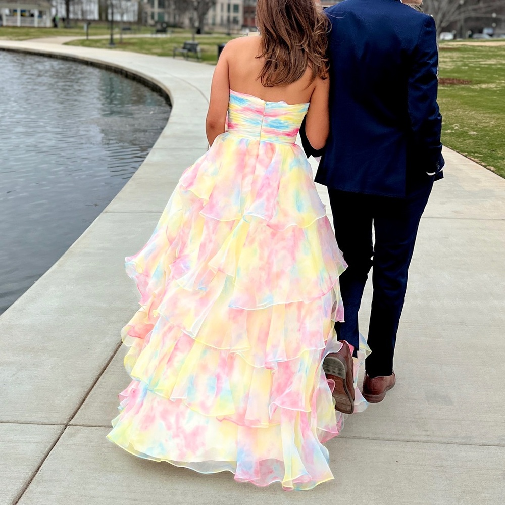 JVN by Jovani Multicolor Strapless Prom Dress